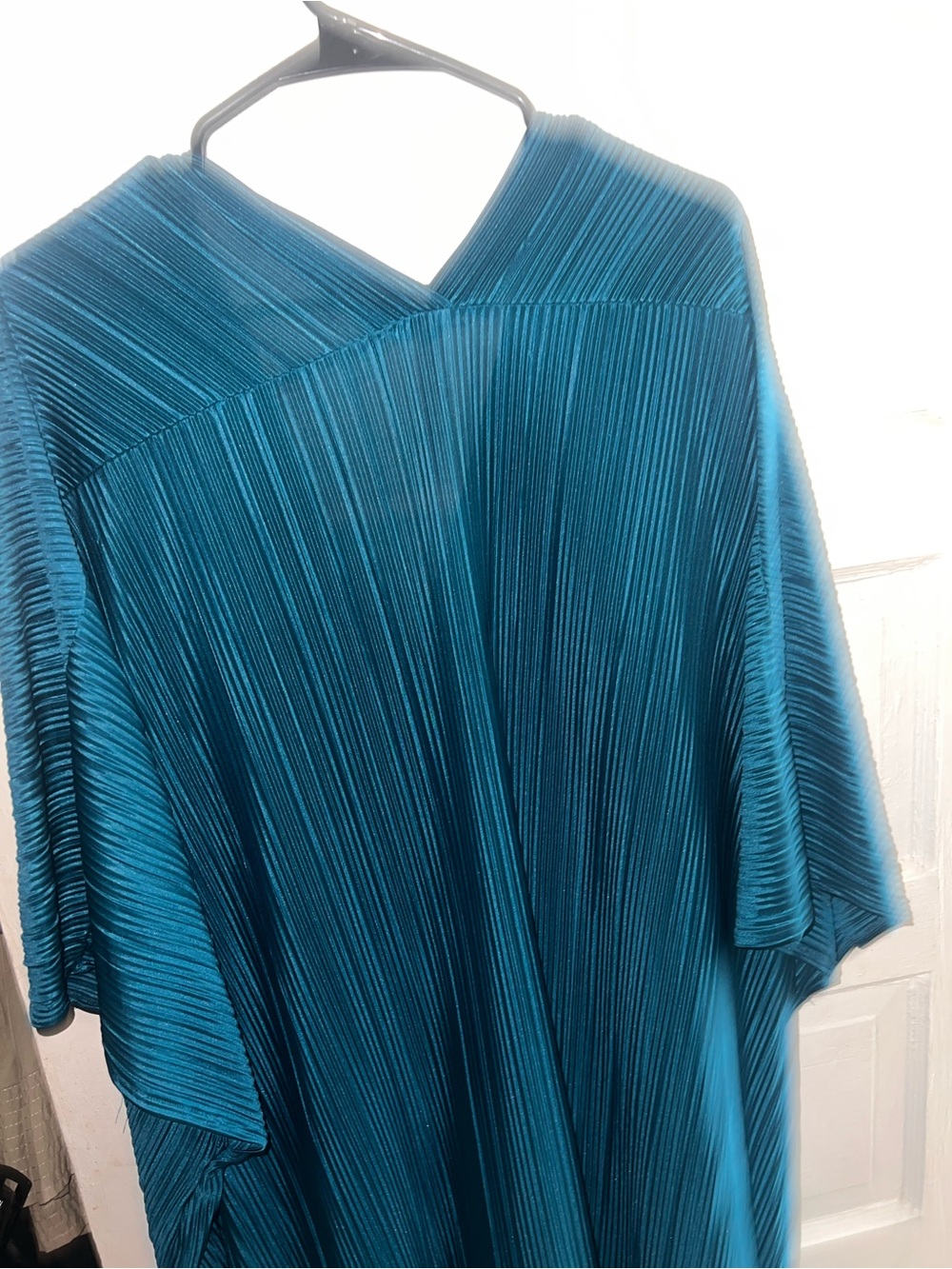 Fashion Nova Teal Pleated Button-Down Tunic Dress - Picture 6 of 7